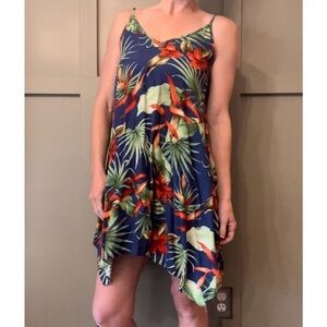 Puanani Hawaiian Dress Tropical Floral Luau Handkerchief Hem Size XS